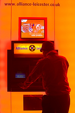 A cash machine at an Alliance and Leicester building society branch in Loughborough, Leicestershire, England, United Kingdom, Europe