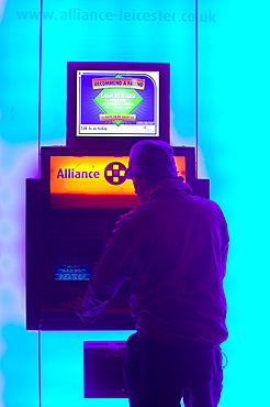 A cash machine at an Alliance and Leicester building society branch in Loughborough, Leicestershire, England, United Kingdom, Europe