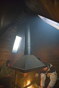 Inside a shelter cabin in the Urho Kehkkosen National Park near Saariselka, Northern Finland, Finland, Scandinavia, Europe