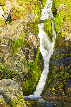 A waterfall in Stanah Gill on the Helvellyn Range, Lake District, Cumbria, England, United Kingdom, Europe