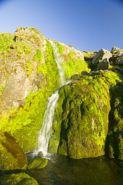 A waterfall in Stanah Gill on the Helvellyn Range, Lake District, Cumbria, England, United Kingdom, Europe