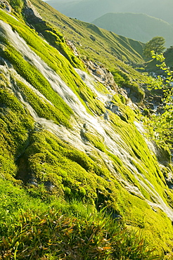 A waterfall in Stanah Gill on the Helvellyn Range, Lake District, Cumbria, England, United Kingdom, Europe