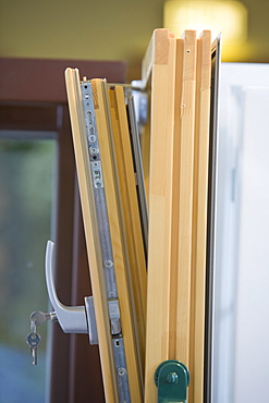 A triple glazed window on display at the Future Homes conference at the Crichton Carbon Centre in Dumfries Scotland, United Kingdom, Europe