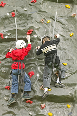 Children on a climbing wall