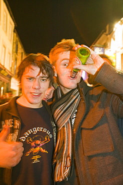 Young men binge drinking and having a good night out in Lancasrter, Lancashire, England, United Kingdom, Europe