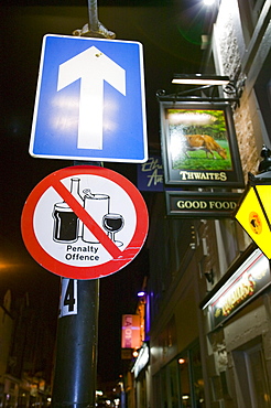 No street drinking sign in Lancaster, Lancashire, England, United Kingdom, Europe