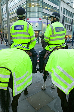 Mounted police in Manchester, England, United Kingdom, Europe