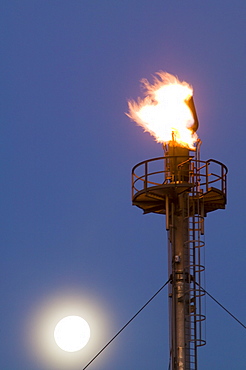 Flare off from a Petrochemical works on Teesside, England, United Kingdom, Europe