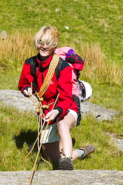 A female climber, Lake District, Cumbria, England, United Kingdom, Europe