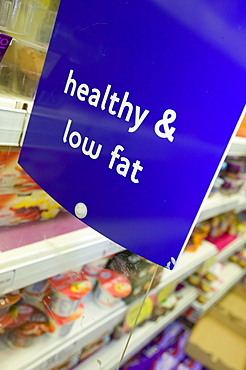 Low fat food in a Tesco supermarket in Carlisle, Cumbria, England, United Kingdom, Europe