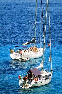 A sailing boat off Majorca, Balearic Islands, Spain, Mediterranean, Europe