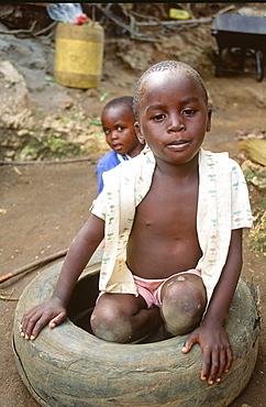 A poor child in Mombasa in Kenya, East Africa, Africa