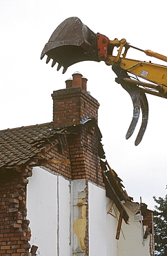 Demolishing old council houses on the Raffles Estate in Carlisle, Cumbria, England, United Kingdom, Europe