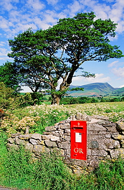 A rural postbox in St. Johns in the Vale near Keswick, Lake District, Cumbria, England, United Kingdom, Europe