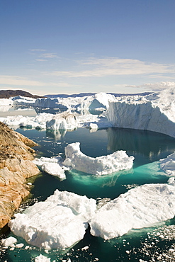 Icebergs from the Jacobshavn Glacier (Sermeq Kujalleq), Greenland, Polar Regions