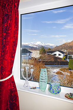 The view from a house window in Ambleside in the Lake District National Park, Cumbria, England, United Kingdom, Europe