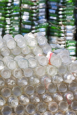 A family near Xian city make their living from recycling bottles and plastic, China, Asia