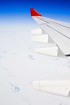 Melt water lakes on the Greenland ice sheet in West Greenland from the air, Polar Regions