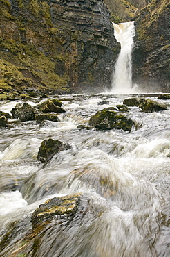 Inver Tote waterfalls on the Trotternsih peninsula on the Isle of Skye, Scotland, United Kingdom, Europe