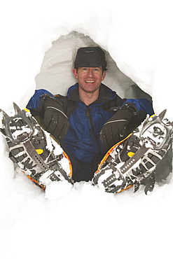 A group of mountaineers building snow holes on Cairngorm in the Cairngorm National Park in Scotland, United Kingdom, Europe