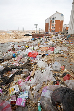 Rubbish lies piled up in the streets of Dongsheng in Inner Mongolia, China, Asia