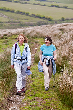 Women walking on Exmoor in Devon, England, United Kingdom, Europe