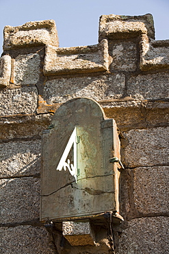 A sundial on the church in St. Just, Cornwall, England, United Kingdom, Europe