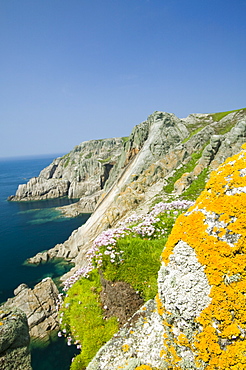 The Devils Slide a classic sea cliff climb on Lundy Island, Devon, England, United Kingdom, Europe