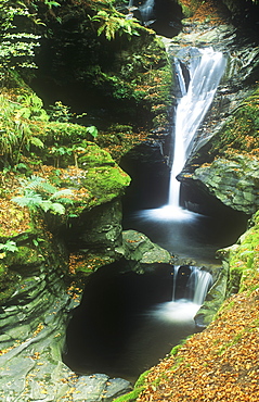 A waterfall on the side of Loch Tay in the Scottish Highlands, Scotland, United Kingdom, Europe