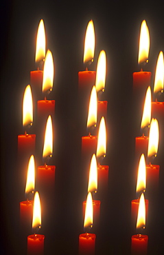 Prayer candles in a Catholic church