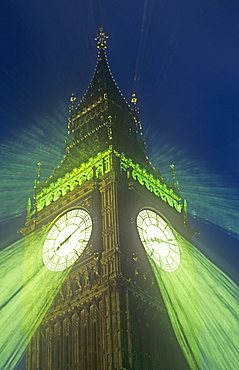 Time flying cocept shot of Big Ben in London, England, United Kingdom, Europe