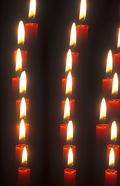 Prayer candles in a Catholic church