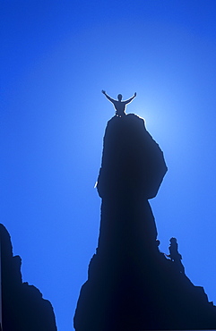 Climbers on Napes Needle, a pinnacle of rock on Great Gable in the Lake District, Cumbria, England, United Kingdom, Europe