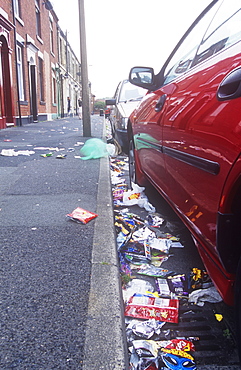 Litter on the streets of Bradford, Yorkshire, England, United Kingdom, Europe