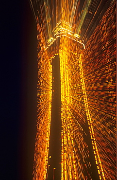 Blackpool Tower at night during the Blackpool illuminations, Lancashire, England, United Kingdom, Europe