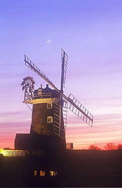 Cley windmill at sunset, Norfolk, England, United Kingdom, Europe