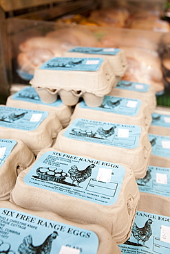 Free range eggs on a farmers market in Kendal, Cumbria, England, United Kingdom, Europe