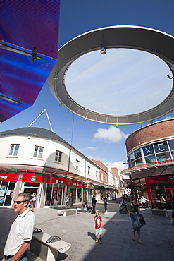 The newly refurbished pedestrian shopping precinct in Workington town centre, Cumbria, England, United Kingdom, Europe