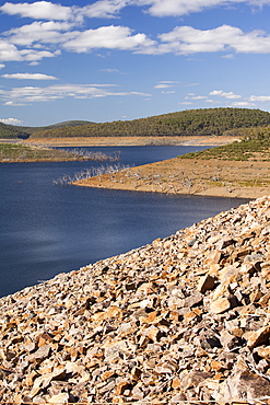 Lake Eucumbene in the Snowy Mountains has fallen to very low levels after 15 years of drought, New South Wales, Australia, Pacific