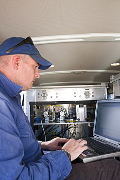 Robert Simpson conducts a scientific experiment by Sydney University, Australia, in the Snowy mountains, New South Wales, Australia, Pacific