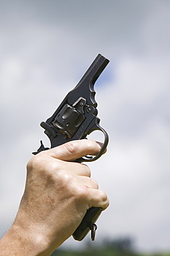 A starting pistol at Ambleside Sports, Lake District, Cumbria, England, United Kingdom, Europe