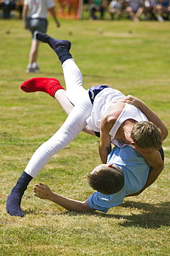 Cumberland Wrestling at Ambleside Sports, Lake District, Cumbria, England, United Kingdom, Europe