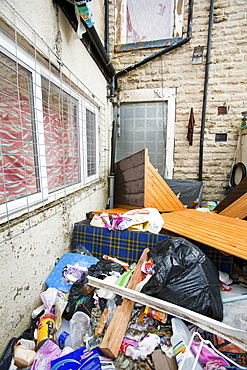 Boarded up terraced houses in the Burnley Wood area of Burnley, Lancashire, England, United Kingdom, Europe