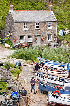 Penberth, a tiny Cornish fishing village near Porthcurno, Cornwall, England, United Kingdom, Europe