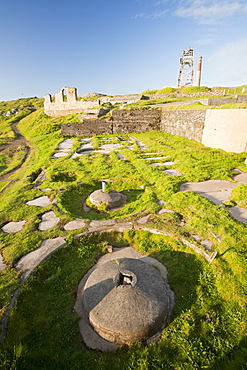 An old dressing floor at an abandoned tin mie in Botallack, UNESCO World Heritage Site, Cornwall, England, United Kingdom, Europe