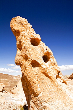 Eroded pinnacle rock formations near Jebel Sirwa in the Anti Atlas mountains of Morocco, North Africa, Africa