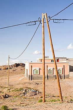 Electricty comes to the Berber village of Tinzarine near Jebel Sirwa in the Anti Atlas mountains of Morocco, North Africa, Africa