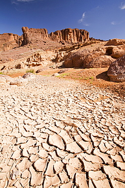 A dried up river bed in the Anti Atlas mountains of Morocco, North Africa, Africa