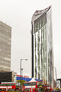 The Strata building at the Elephant and Castle, the first building in the world to have wind turbines integrated into the fabric of the building, London, England, United Kingdom, Europe