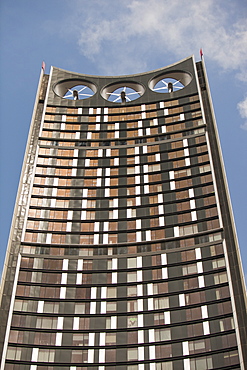 The Strata building at the Elephant and Castle, the first building in the world to have wind turbines integrated into the fabric of the building, London, England, United Kingdom, Europe